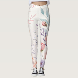 Leggings Taille Haute Floral Aquarelle