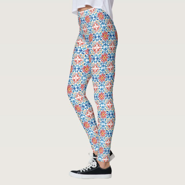 Leggings Talavera style Mexican Folk Art (Gauche)