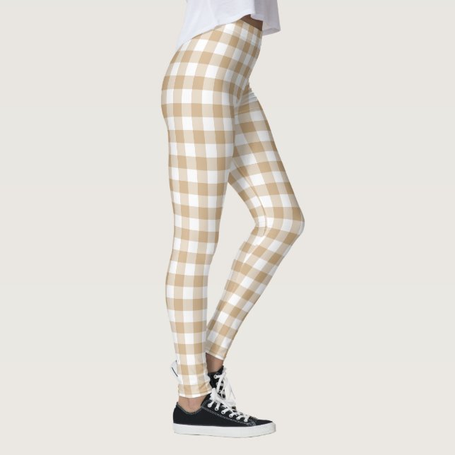 Leggings Tan Beige Plaid Gingham (Droite)