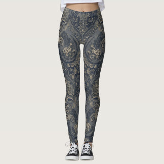 Leggings Tapisserie de patrimoine en broderie de pivoine et