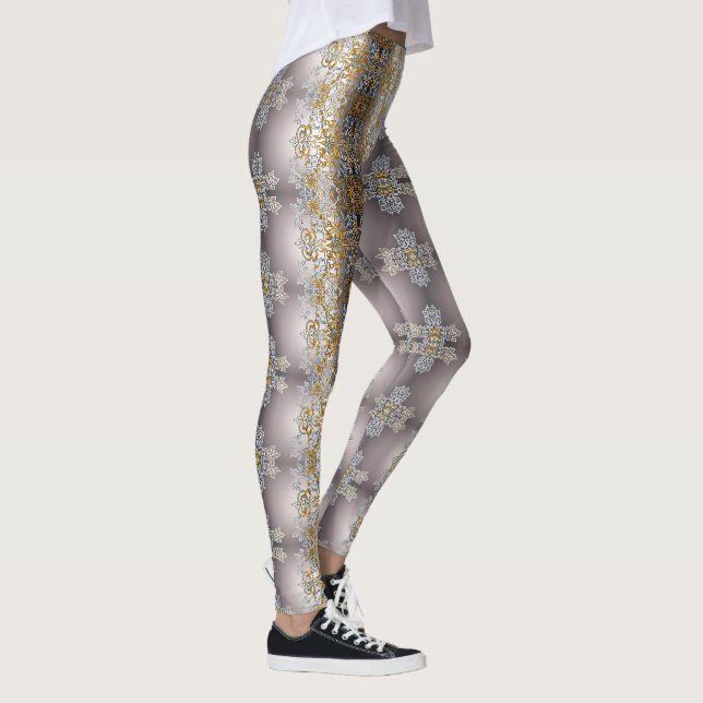 Leggings Tapisserie en dentelle d'or et d'argent Kaleidosco (Droite)