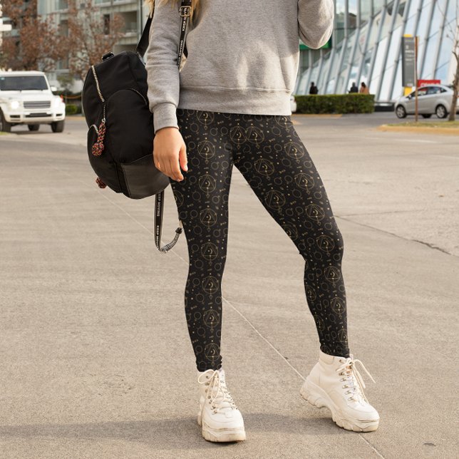 Leggings Tarot céleste Astrologique Motif doré Noir (Créateur téléchargé)