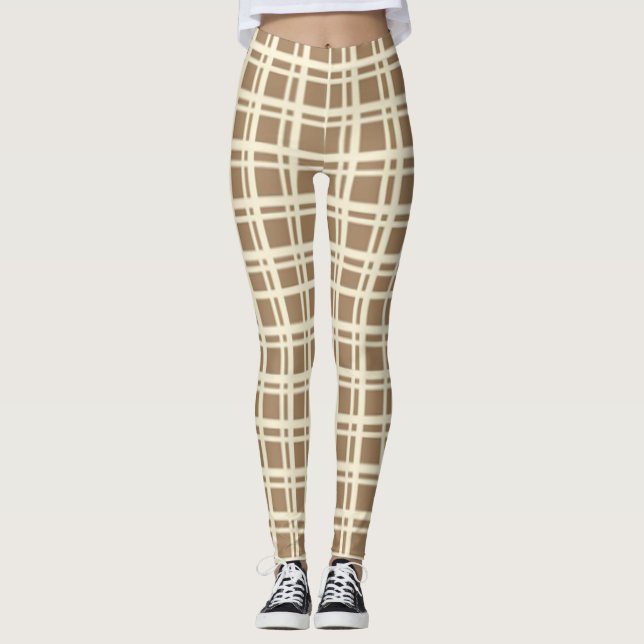 Leggings Tartan beige Plaid À damiers Motif  (Devant)