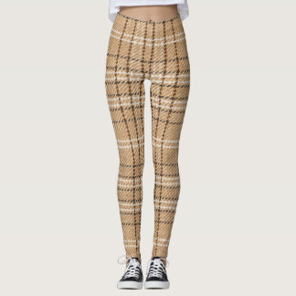 Leggings Tartan Beige : Tissu Plaid Classique.