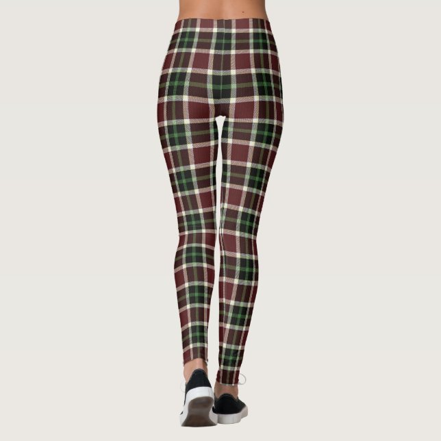 Leggings Tartan blanc foncé bordeaux vert (Dos)