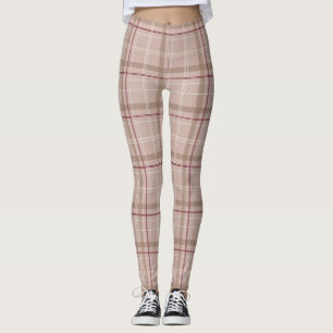 Leggings Tartan Plaid Bourgogne Tan rose Légendes
