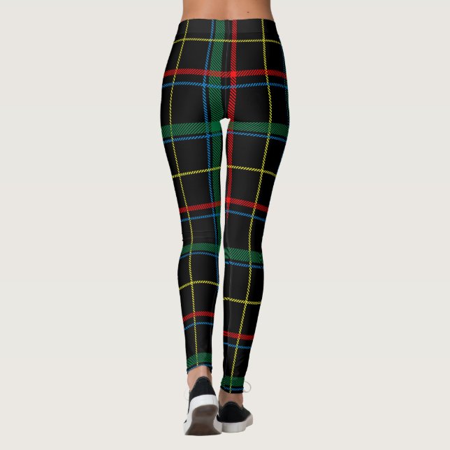 Leggings Tartan plaid motif, vert et rouge, (Dos)