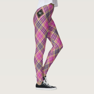 Leggings Tartan rose, or et bleu