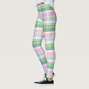 Leggings Tartan rose Turquoise Bleu Chaux Vert Tartan Plaid