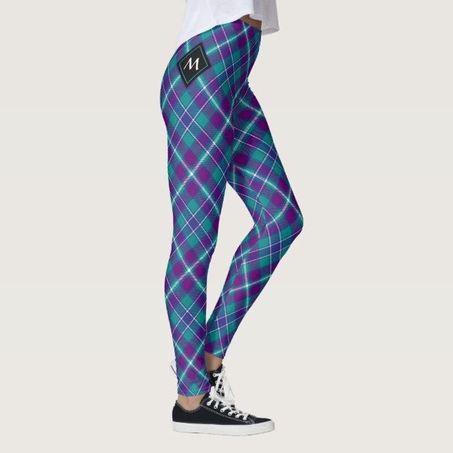 Leggings Tartan vert de mer, violet et bleu (Droite)