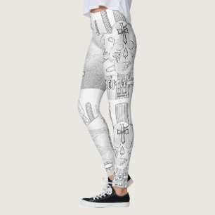 Leggings Tatouage crâne rêveur Mikitiez arc-en-ciel rose ro