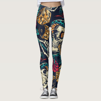 Leggings Tatouage crânien Vintage