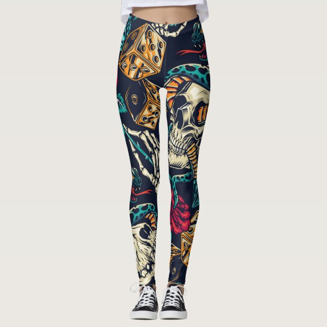 Leggings Tatouage crânien Vintage (Devant)