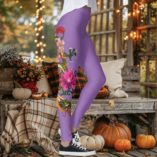 Leggings Tatouage de dragon chinois vert gras lotus sarcell