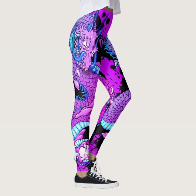 Leggings Tatouage de dragon violet Art sur le violet électr (Droite)
