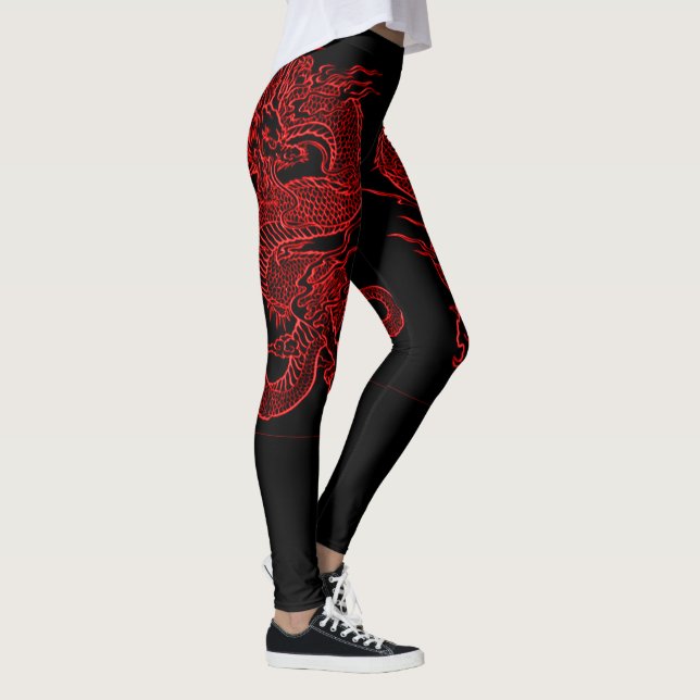 Leggings Tatouage du corps de dragon rouge (Droite)