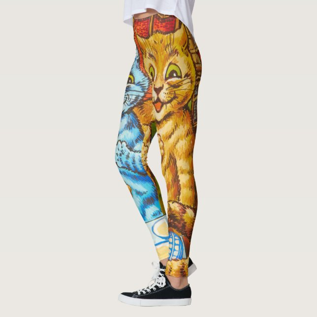 Leggings Tea Party de chats par Louis Wain (Gauche)