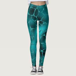 Leggings Teal ombre Glam Glitter Giraffe Spots
