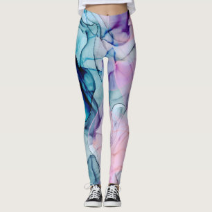 Leggings Téal Pourpre Rose Éthéré Moderne Glamour Encre