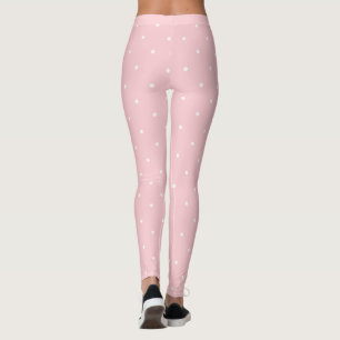 Leggings Tendance Blush Rose Cercles Blancs Points Modèle c