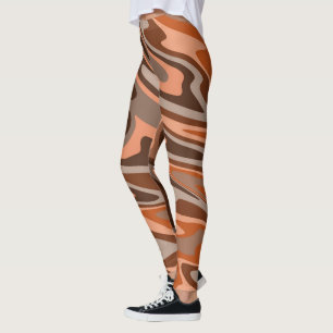 Leggings Tendance boho brun orange Abstrait ondulé