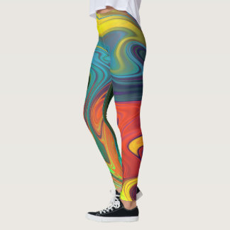 Leggings Tendance néon orange rouge bleu jaune vert Abstrai