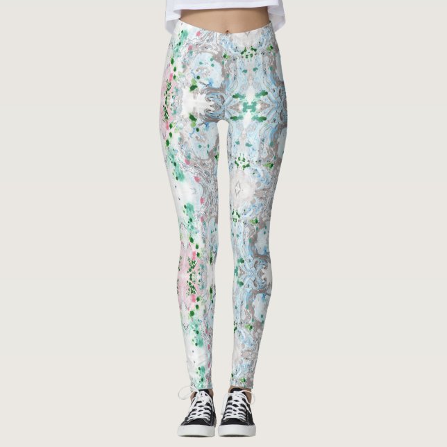 Leggings Tendance rose bleu vert blanc moderne élégant (Devant)