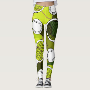 Leggings Tennis ball et raquette encre noire et blanche sur