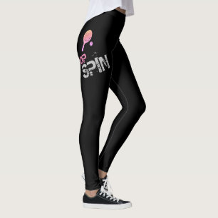 Leggings Tennis Sport Pop Art, Pink Racket & Ball