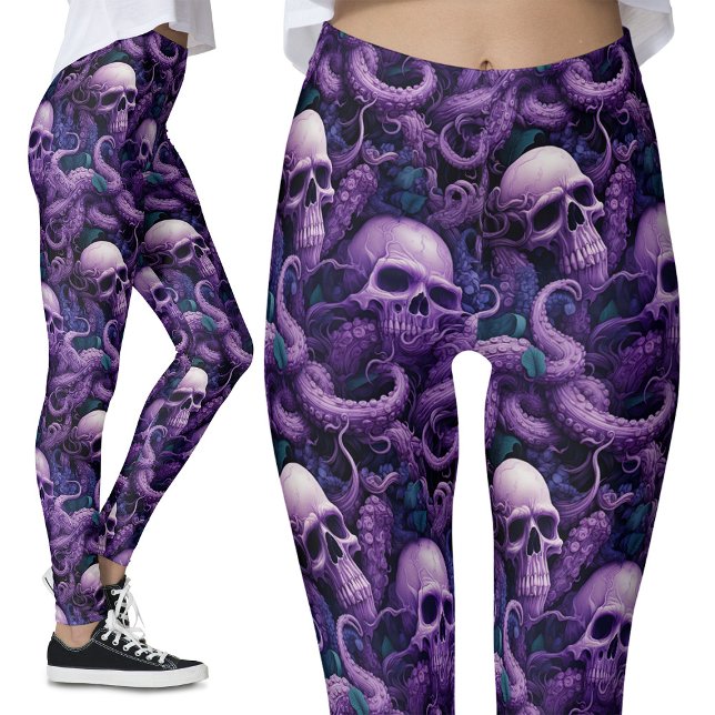 Leggings Tentacles et crânes gothiques violets octopus (Créateur téléchargé)