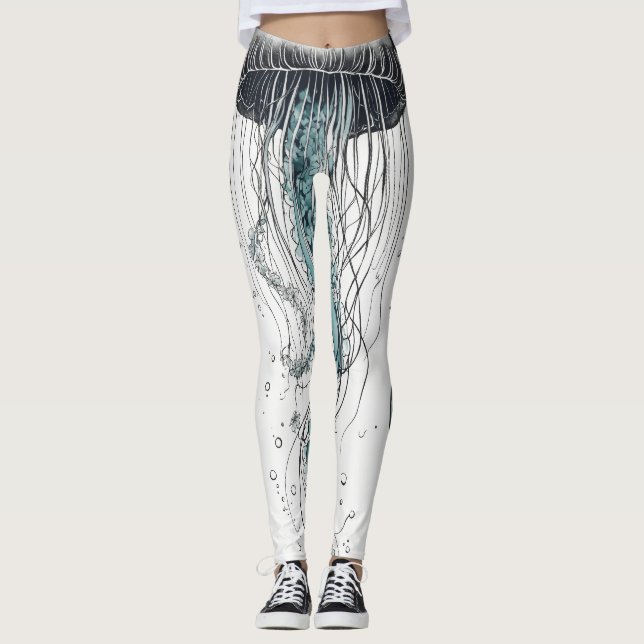Leggings "Tentacles floraux : Méduse monochrome" (Devant)