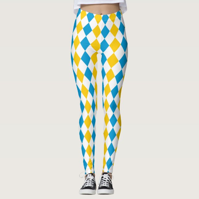 Leggings tenue de l'Oktoberfest Bayern bleu jaune et blanc (Devant)