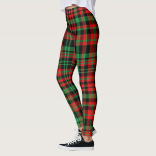 Leggings Tenue de Noël rouge et vert à carreaux fraise