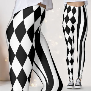 Leggings Tenues de scène pour Rock Band   Jester noir et bl