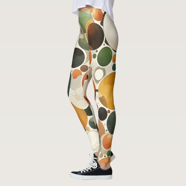 Leggings Terracotta Terre Beige Couleurs Cercles Abstraits (Gauche)