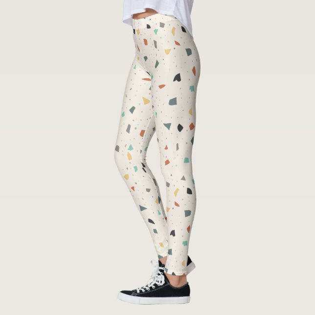 Leggings Terrazzo Tile Confetti Style Moderne Tons de Terre (Gauche)