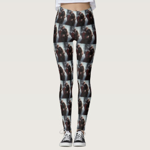 Leggings Terre-Neuve avec Noël Festif du Père Noël