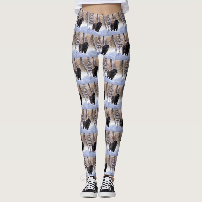Leggings Terre-Neuve Laissons neiger Noël (Devant)