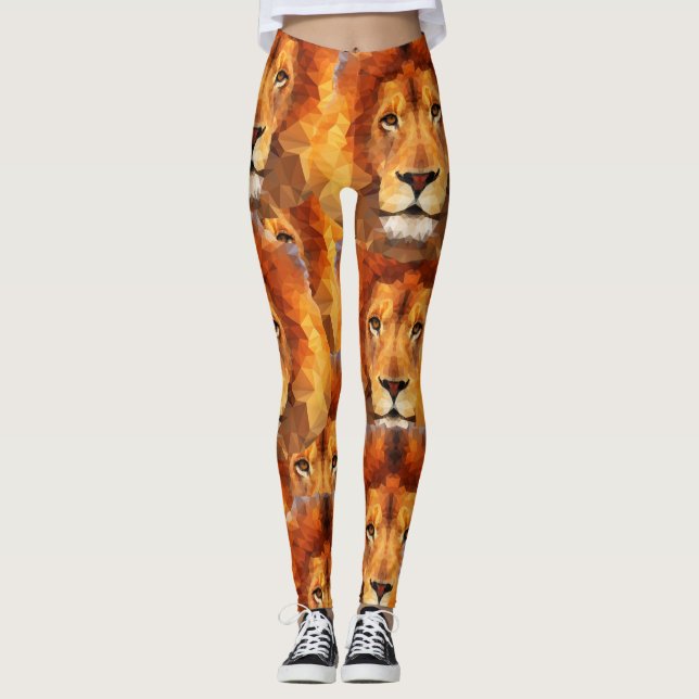 Leggings Tête de lion Brown Impression 2 sur toute impressi (Devant)