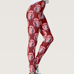 Leggings Tête de lion rose bordeaux Design