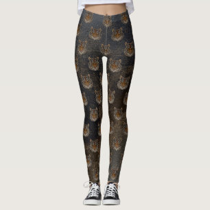 Leggings Tête de tigre, aspect cuir
