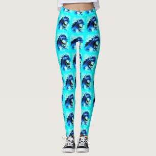 Leggings tête d'étalon mustang bleu