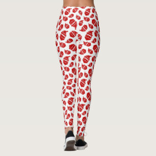 Leggings Tête Père Noël rouge sur Motif Arrière - plan blan