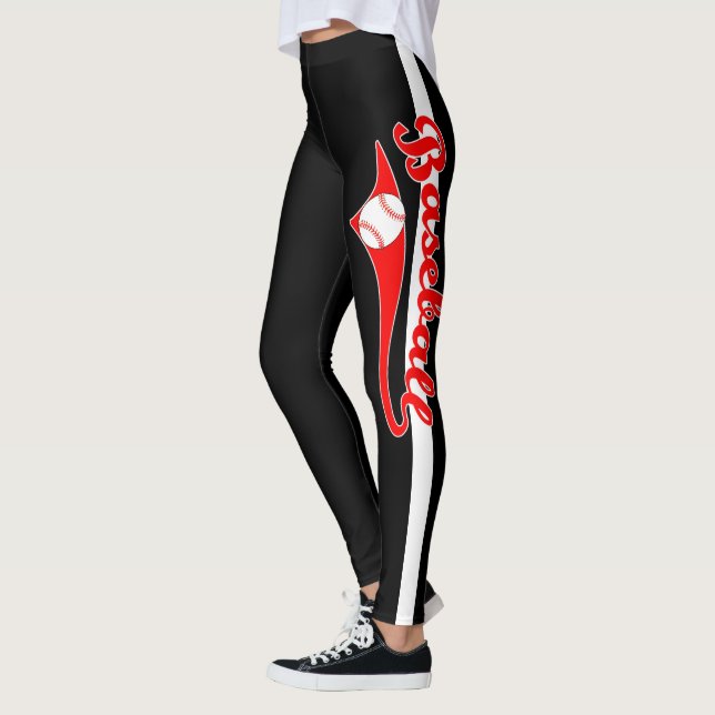 Leggings Texte De Baseball Avec Bandes Et Ballons Imprimées (Gauche)