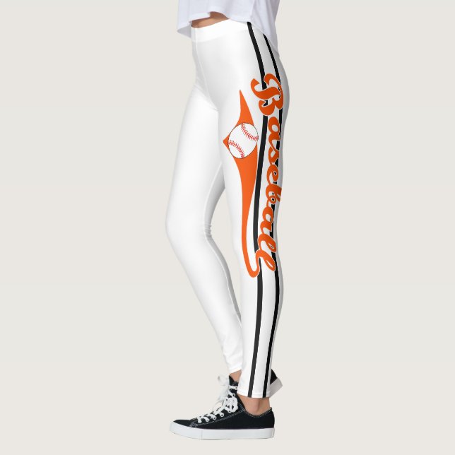 Leggings Texte De Baseball Avec Bandes Et Ballons Imprimées (Gauche)