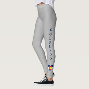 Leggings Texte de bleu de drapeau de coeur du Colorado