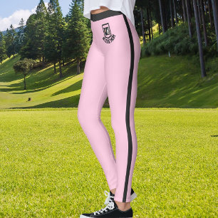 Leggings Texte de photo d'animal familier Blush rose rayure