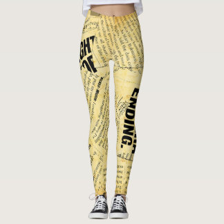 Leggings Texte du journal de presse avec vieux papier
