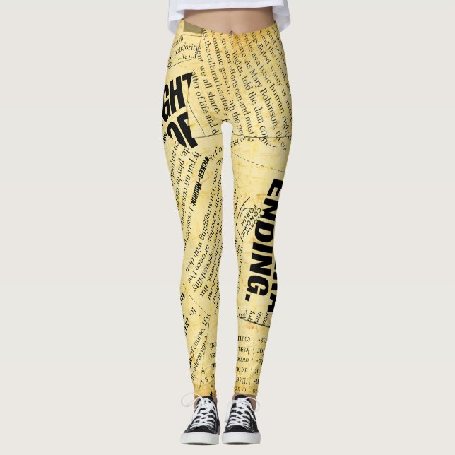Leggings Texte du journal de presse avec vieux papier (Devant)