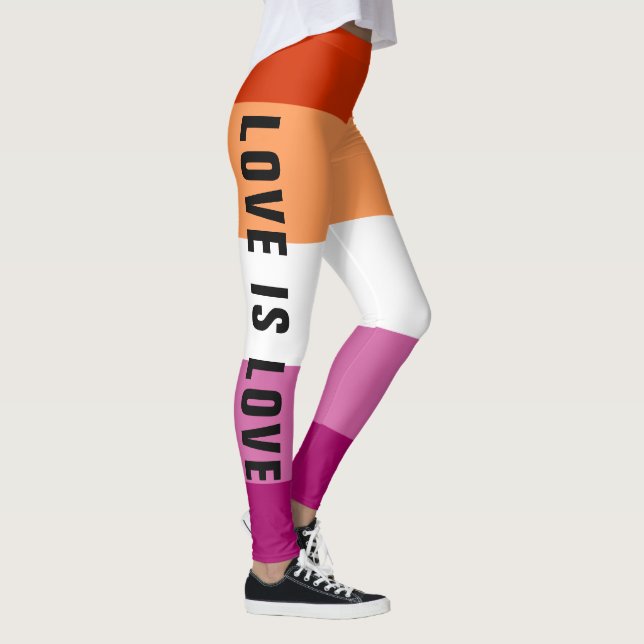 Leggings Texte personnalisé LGBT Rainbow Lesbian Pride drap (Droite)